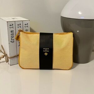 Acqua Di Parma buisnesss Yellow Canvas Cosmetic Pouch with Leather Trim
